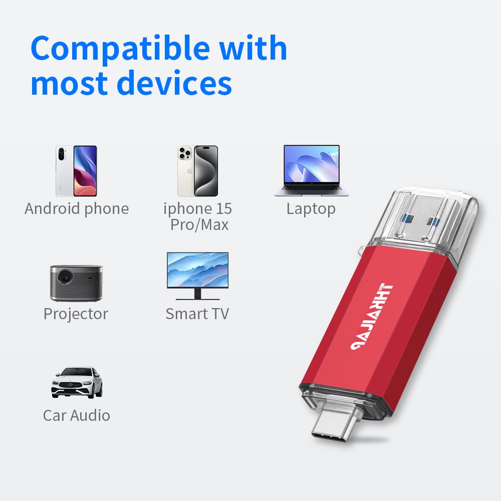 Thkailar 2 Pack USB C Flash Drive 64GB 2 in one OTG USB 3.1 Thumb Drive,Memory Stick for Business Traveler Works,Compatible with Computers,MacBook Pro,Android Phones(Black&Red)