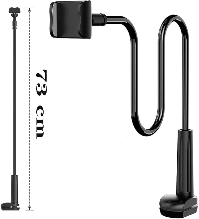 gsiollvderbarley Phone Holder,gooseneck Phone Holder,360° Rotate Support Rod One-Hand Adjustable Cell Phone Holder,for Desk Headboard Nightstand. (Black)