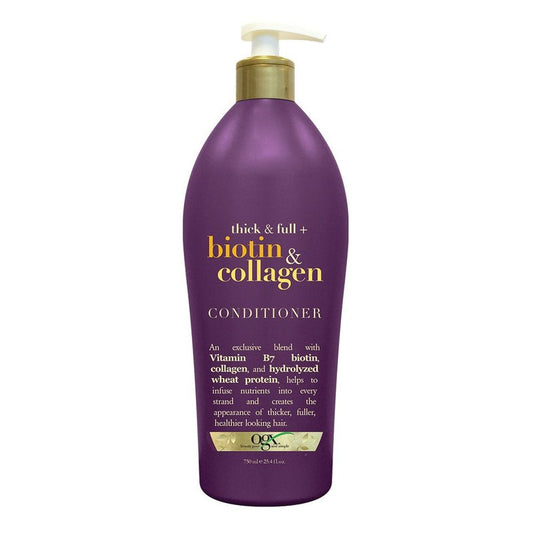 OGX Thick & Full + Biotin & Collagen Conditioner Salon Size (1) 25.4 Ounce Bottle Paraben Free Sulfate Free Ingredients Nourishing, Sulfate Free Surfactant Haircare System
