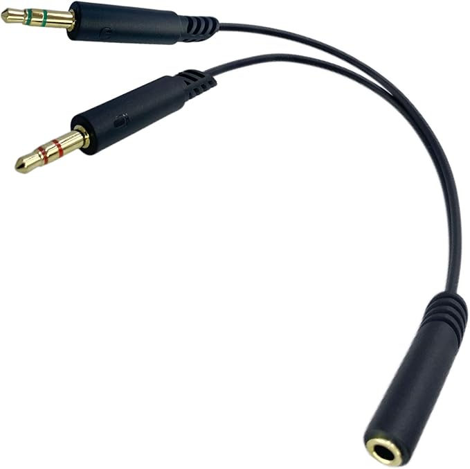 SPTSSWET Headphone Splitter 3.5mm Female to 2 Dual 3.5mm Male Headphone Mic Audio Y Splitter Cable for Computer Headset Microphone Gaming Speaker to Dual Jack PC Laptop Adapter,Black