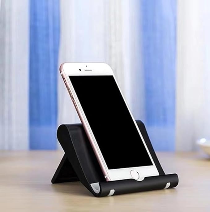 JUSDIQIR Adjustable Foldable Cell Phone Stand for Desk, Compatible with Most Smartphones and Tablets, Anti-Slip Rubber Base for Stability
