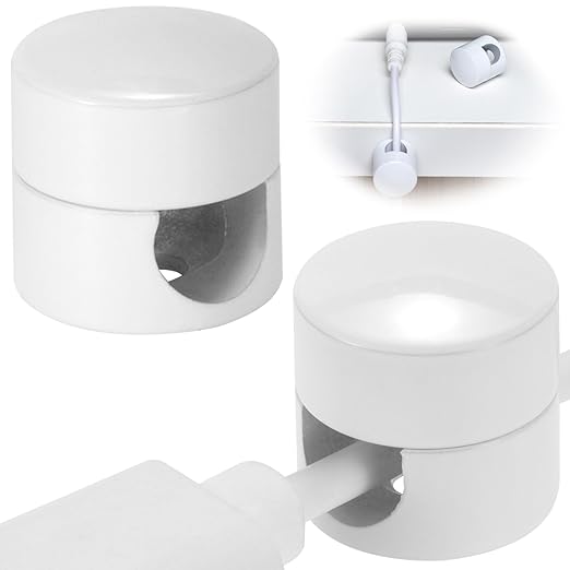 SmallCat 2 Sets Charger Holders for Cords, White Adjustable Cable Anchor Holders, Adhesive Metal Cord Clips, Cable Management Wire Organizers for Desk, Office, Nightstand