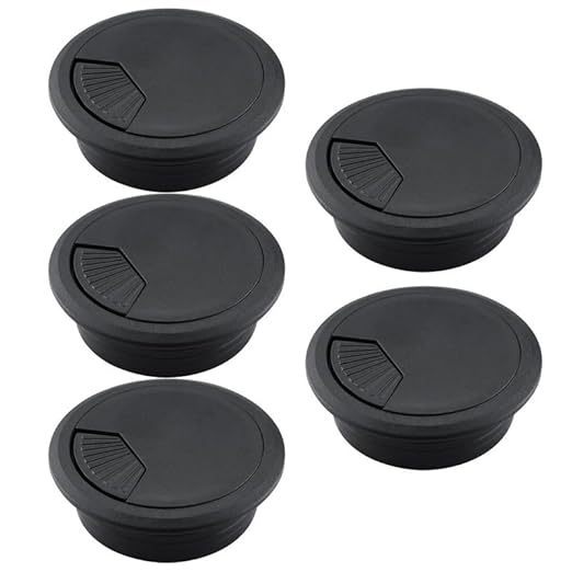 EASYEAH 5 Pcs Desk Grommet 2" / 50 mm, Desk Cord Hole Cover, Cable Grommet ABS Plastic, Desk Hole Grommet for Home & Office Pc, Detachable Adjustable Cable Cord Organizer-Black