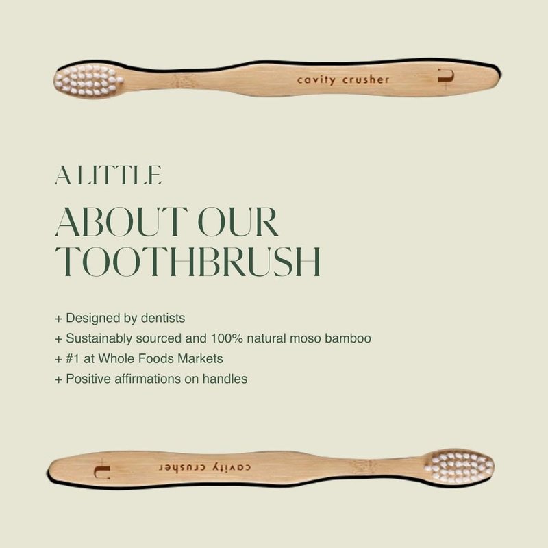 Kids Biodegradable and Eco-Friendly Bamboo Toothbrush - BPA Free Soft Bristle - Dentist-Approved and All-Natural with "Cavity Crusher" Etched on Handles by Plus Ultra