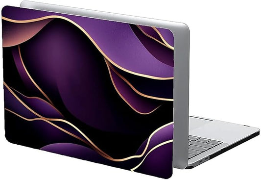 COTAIL Compatible with MacBook Air 13.3 13.6 Inch Case 2022 2021 2020 2019 Plastic Hard Shell Case Cover,13.3 Pro(A1706/A1708/A1989/A2159/A2289/A2338), Purple and Gold Color Line
