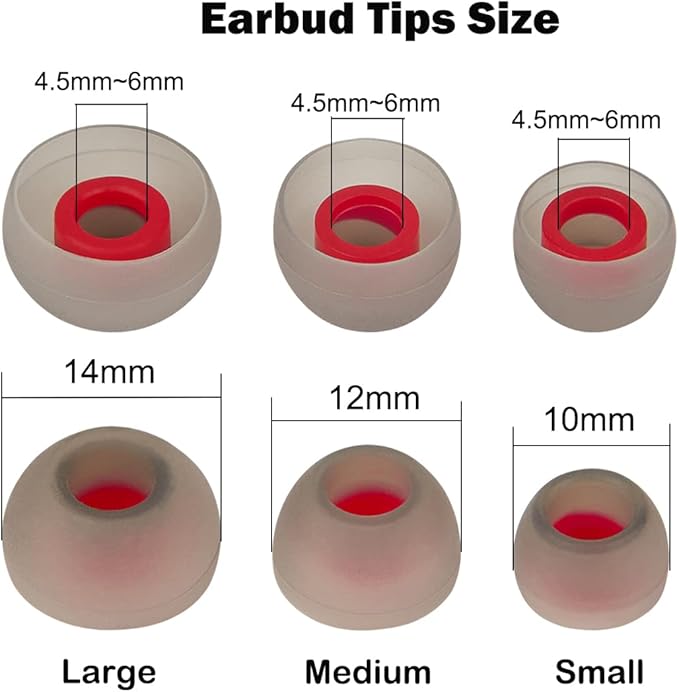 DMZHY Silicone Earbud Replacement Tips Earbud Tips Ear Tips Fit Most in-Ear Earbuds(Inner Hole 4.5mm -6mm) Headphone Eartips Ear Bud Covers Small 9 Pairs