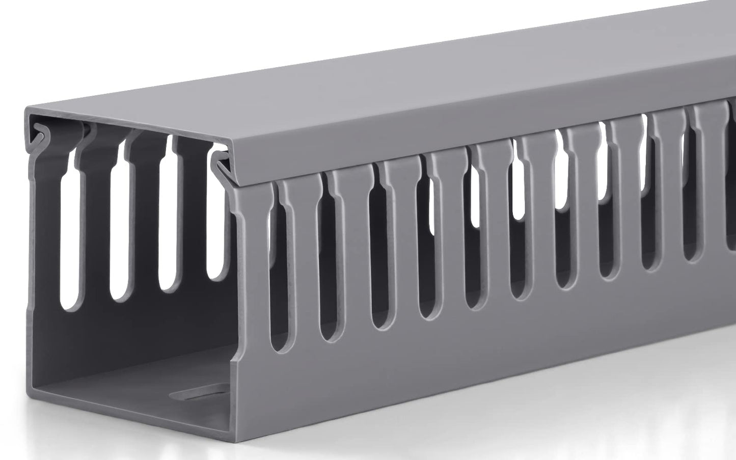 ZhiYo 2x2in Server Rack Cable Management Raceway, Cable Duct Kit, Electrically Safe PVC for Network Wire Management, Open Slot Cord Hider for Computer Under Desk, Grey