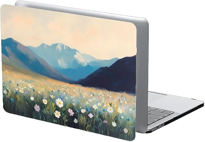 COTAIL Compatible with MacBook Air 13.3 13.6 Inch Case 2022 2021 2020 2019 Plastic Hard Shell Case Cover,13.3 Pro(A1706/A1708/A1989/A2159/A2289/A2338), Wildflowers and Mountains