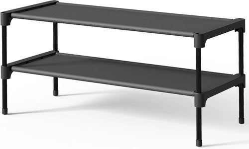 Kitsure Shoe Rack - Stackable Non-Woven Shoe Organizer for Closet & Entryway - 27.5" Wide, Black