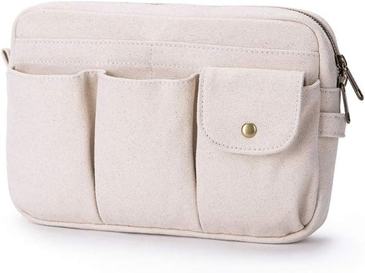 Cosmetic Storage Bag - Cute Travel Makeup Organizer | Pure Cotton Canvas, Zip-Up Design, Hanging Option