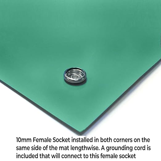 RubberStat Dual Layer ESD Compliant Workstation Rubber Table Mat Kit, Soldering, Cell Phone Repair, with Wrist Strap Set and Ground Cord - 30"x36" Green