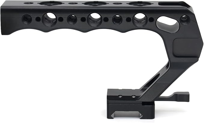 SZJELEN Universal Top Handle Quick Release NATO Grip with NATO Rail for DSLR Camera Cage, with 3 Cold Shoe Adapters to Mount DSLR Camera with Microphone/LED Light/Monitor (Black with NATO Rail)
