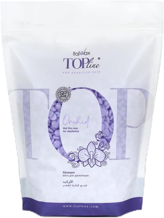 Italwax Top Line Orchid Hard Wax Beads 1.65 lb (750 g) – Transparent Fast-Setting Jelly Wax with Floral Fragrance for Bikini & Underarms, Strong Grip, Professional Use – Made in Italy