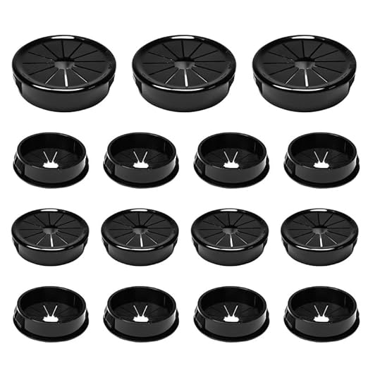 EASYEAH 15PCS Cable Grommets, 1-1/2"(38mm) Desk Hole Cover Petal Shaped Buckle Type Nylon Snap Bushing Grommet, Wire Hole Cover Insert for Cables and Cords Management and Protection of Cabinet, Black