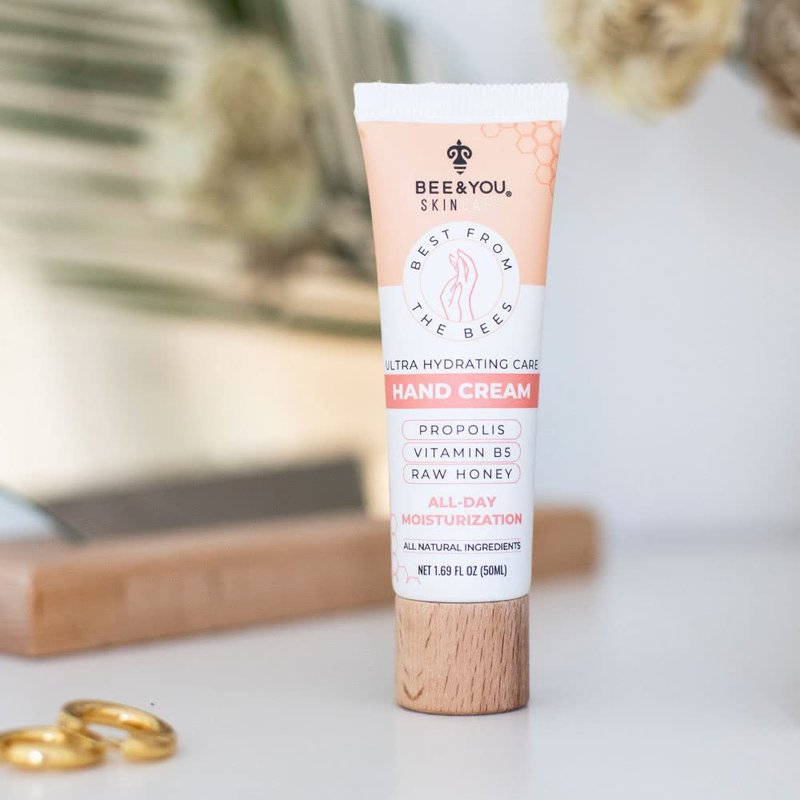 BEE and YOU 100% Natural, Ultra Hydrating Hand Cream for Dry Cracked Hands, Moisturizer, Extra Protection with Shea Butter, Vitamin B5, Raw Honey and Propolis Extract, 1.69 fl oz