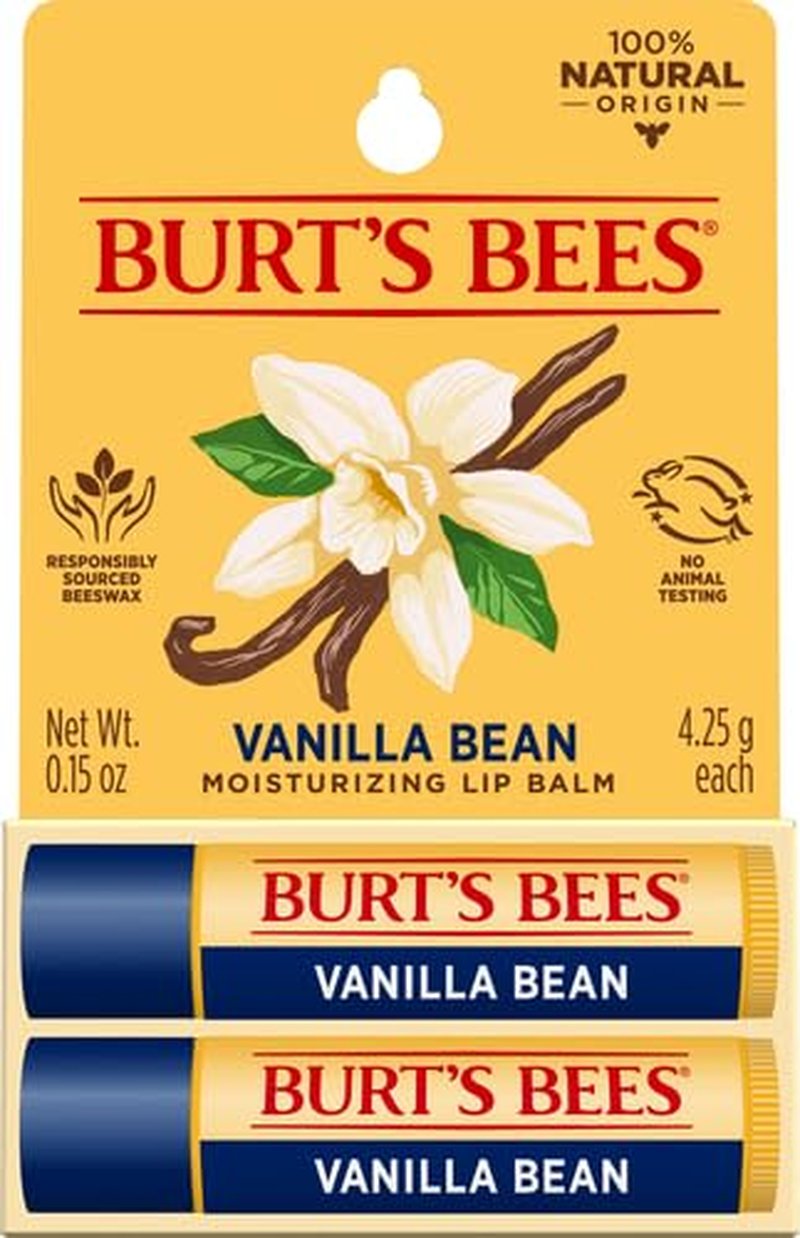 Burt's Bees Lip Balm - Vanilla Bean Lip Moisturizer with Natural Beeswax | 2 Tubes, 0.15 oz Each