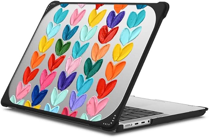 CASETiFY Bounce MacBook Pro 16-inch (M1-M5) Case [Enhanced Protective Corner Design/Ventilation Cutouts/Anti-Slip Grip] - Clear Polka Daubs Hearts - Clear Black