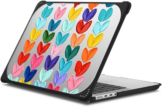 CASETiFY Bounce MacBook Pro 16-inch (M1-M5) Case [Enhanced Protective Corner Design/Ventilation Cutouts/Anti-Slip Grip] - Clear Polka Daubs Hearts - Clear Black