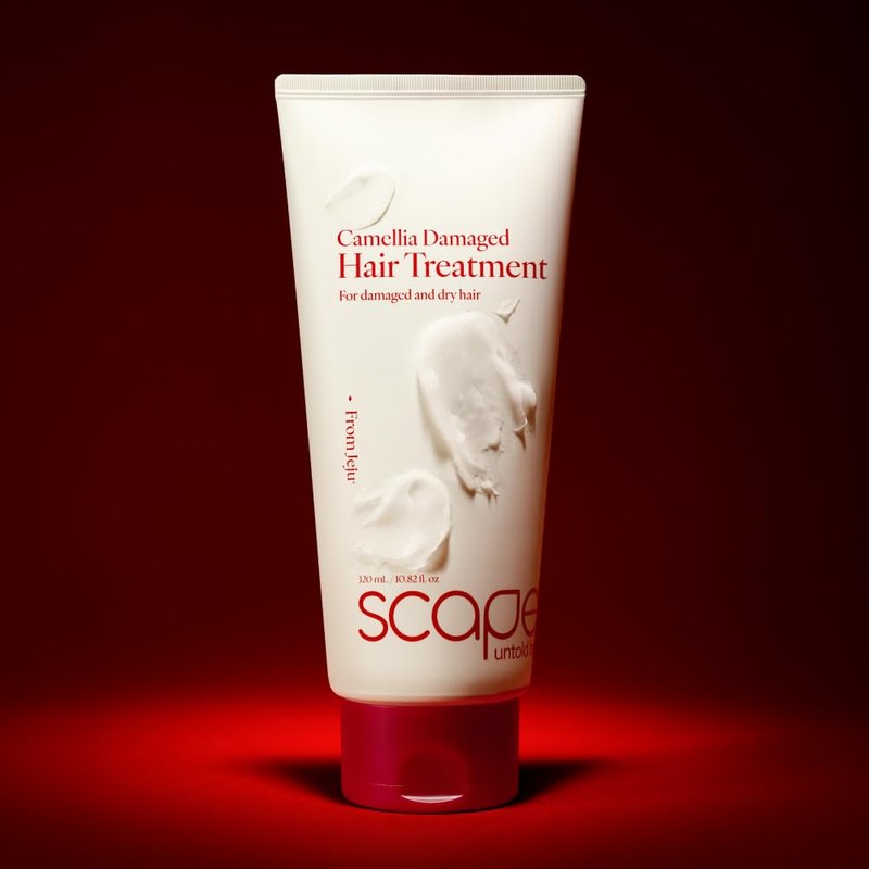 SCAPES UNTOLD BEAUTY Camellia Hair Treatment, Deep Repair Conditioner for Dry & Damaged Hair with Jeju Camellia Oil & Hydrolyzed Keratin, Argan Jojoba Oils, Protein-Enriched 320mL/10.82 Fl Oz