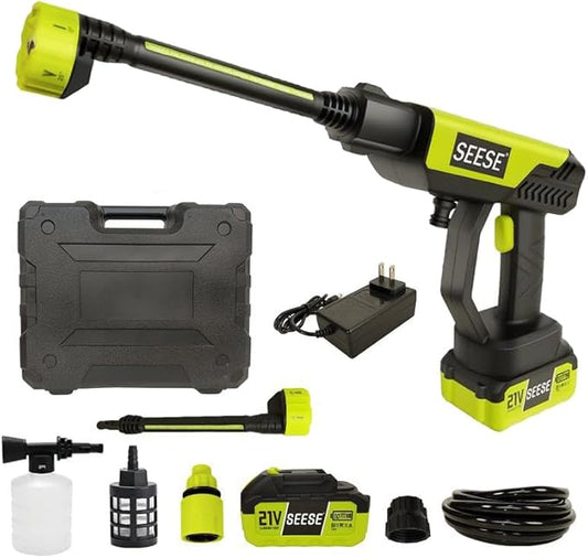 Cordless Pressure Washer Gun: 1200 PSI Portable Electric Washer for Vehicle, Driveway & Deck - Ergonomic Handle Design with 30min Runtime & 6-in-1 Nozzle