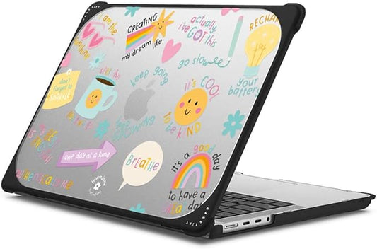 CASETiFY Bounce MacBook Pro 16-inch (M1-M5) Case [Enhanced Protective Corner Design/Ventilation Cutouts/Anti-Slip Grip] - Keep Growing by Laura Jane Illustrations - Clear Black