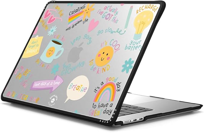 CASETiFY Impact MacBook Air 15" (M2-M5) Case [Cushioned Impact Corners/Scratch-Resistant/Anti-Slip Grip] - Keep Growing - Clear Black