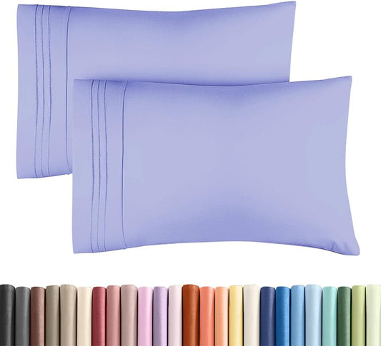 Standard Pillow Cases Set of 2 - Ultra-Soft Hotel Quality Covers | Comfy, Wrinkle-Free & Stain Resistant - Lavender