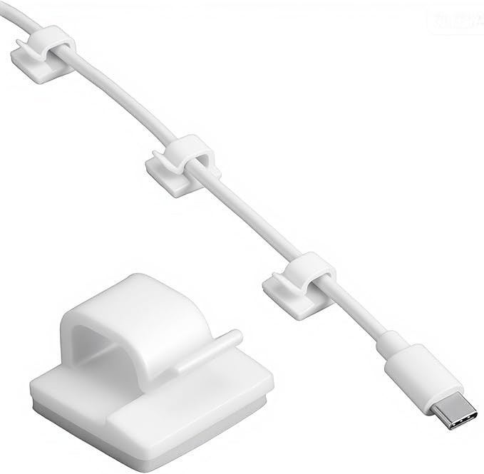 Gjinxi 100 PCS Adhesive Cable Clips Ethernet Cord Holder Ties, U Shape Cable Wall Clip Wire Clips Organizer, Cord Management Staples for Ethernet Wire Holders for Cords Christmas Lights TV PC Desk Car