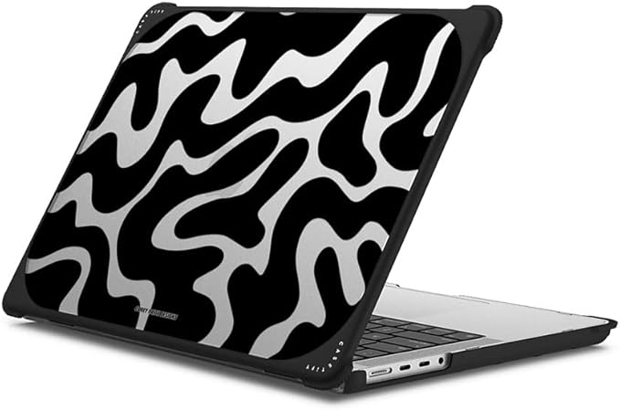 CASETiFY Bounce MacBook Pro 16-inch (M1-M5) Case [Enhanced Protective Corner Design/Ventilation Cutouts/Anti-Slip Grip] - Black Abstract Shapes by Corey Paige Designs - Clear Black