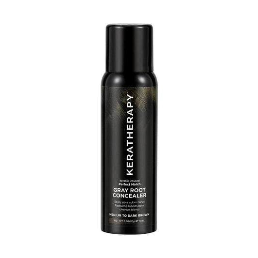 Keratherapy Keratin Infused Perfect Match Gray Root Concealer Spray, Dark Brown, 3 oz, 118 ml - Root Cover Up Spray to Hide Gray Roots - Keratin Therapy Hair Darkening & Temporary Scalp Concealer
