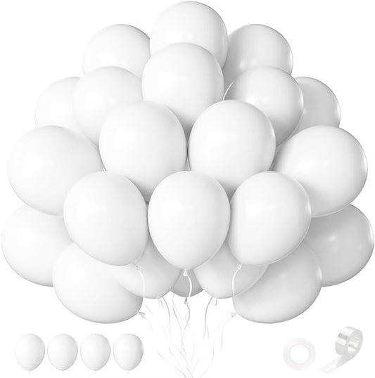 White Balloons - 60 PCS 12-Inch Latex Balloons for Birthday, Wedding, Baby Shower & Holiday Decor
