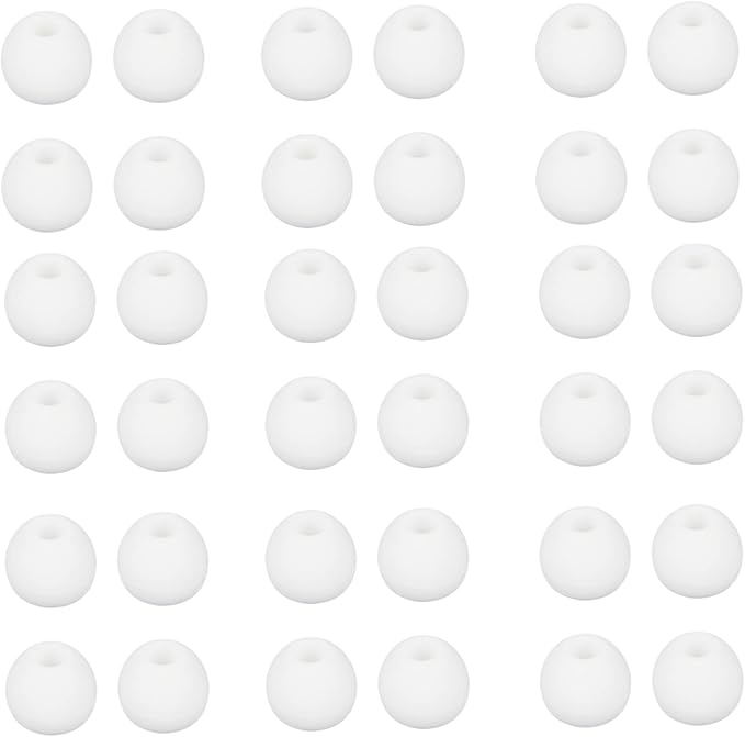 CYADCI 36 Pieces Medium Earbud Tips Soft and Comfortable Ear Bud Replacement Pieces Silicone Fit Most in-Ear Headphones，Inner Hole 3.8mm -5.5mm，Medium White Earbud Replacement Tips