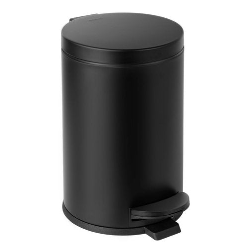 Cesun Small Black Trash Can - 1.2 Gallon Bathroom Garbage Can with Lid & Foot Pedal | Matte Black