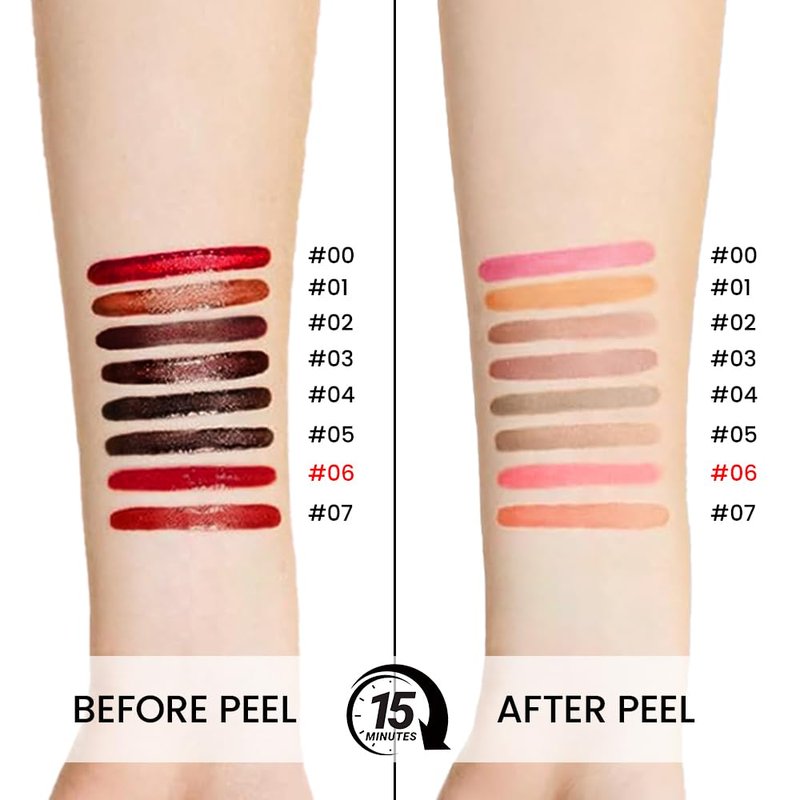 3Pcs Peel Off Matte Liquid Lip Gloss Stain-Lip Liner with Tweezer, Peel Off Lip Stain, Long Lasting & Waterproof Lipstick Tattoo, Transfer-Proof Lip Gloss for All Skin Types (00#+02#+06#, 3Pcs)