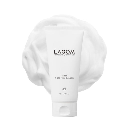 LAGOM Cellup Micro Foam Cleanser, Hydrating Deep Cleansing Face Wash, Korean Makeup Remover, Dense Soft Micro Bubbles, Ultra Fine Dust Removal 4.05 Fl Oz