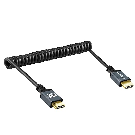 Twozoh HDMI to HDMI Coiled Cable, Support 3D,4K UHD, 1080p, HDMI 2.0a 2.0b 2.0 1.4a (Extend up to 1.5M/5FT)