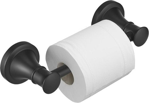 BESy Wall Mounted Toilet Paper Holder - Rustproof Stainless Steel with Flexible Pivoting Handle | Matte Black Finish