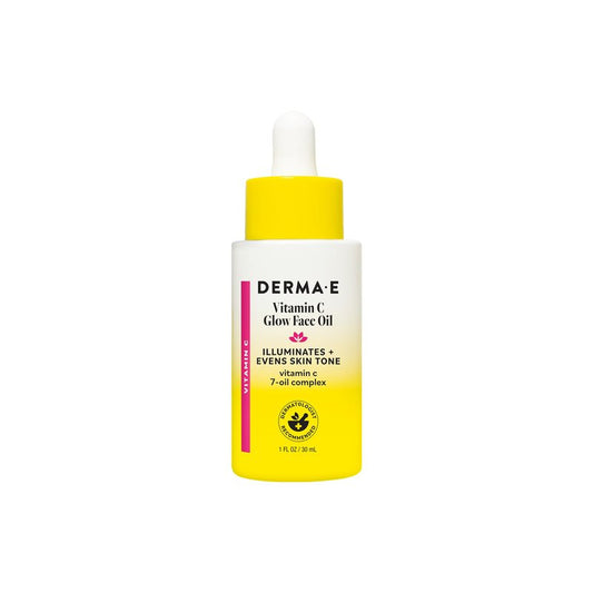 Derma E Vitamin C Glow Face Oil, 1 Fl Oz, Nourishes, Brightens and Illuminates for Radiant Skin, Moisturizing Vitamin C Oil with Turmeric, Seabuckthorn and Red Raspberry
