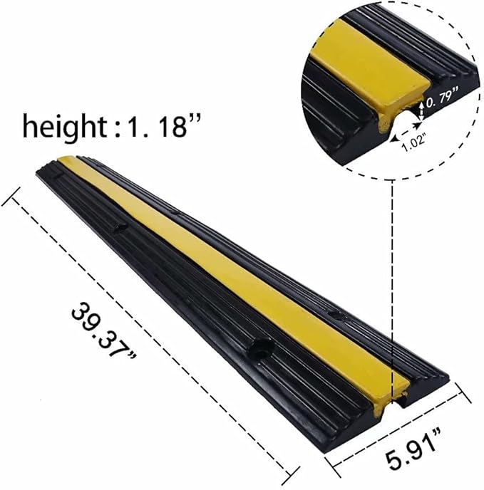 YONSHENG Rubber Cable Ramp Cord Cover Cable Protector Ramps Wire Hose Protective 1 Channel 22000Lbs Load Capacity Traffic Speed Bump for Asphalt Concrete Gravel Driveway Indoor Outdoor, 3 Pack