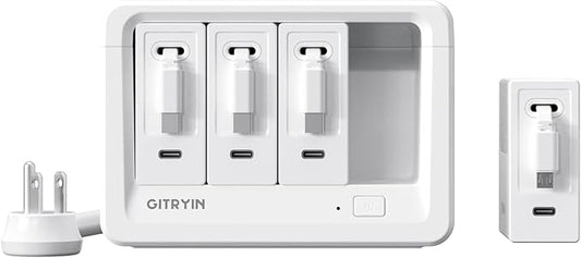 Gitryin 1 Micro USB, 3 Type-C Retractable Wall Chargers and 1 Power Strip, 12-in-1 Desktop Charging Station