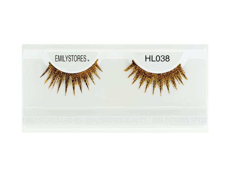 EMILYSTORES Gold Halloween Lashes for Women Cosplay Fancy Ball Costume Faux Eyelashes 1 Pair, Gold Color
