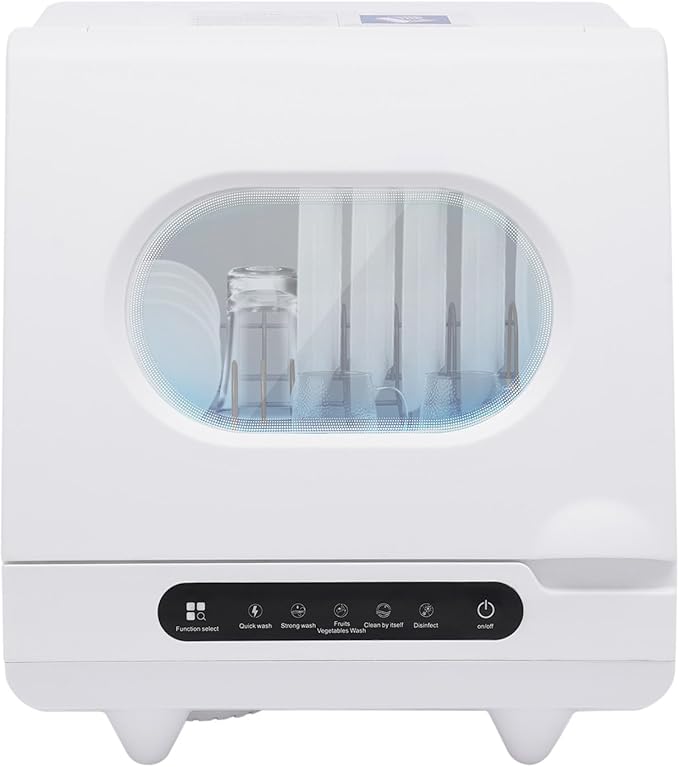 Portable Countertop Dishwasher, 5 Washing 12 Spouts Water Tank Leak-Proof Dry and 360° Rotation Flushing, Uitable for Homes Kitchen Apartments Dormitories Campers Rvs