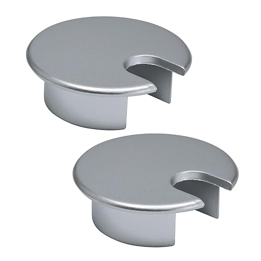 EASYEAH 2 Pcs Desk Grommet 1-3/8" / 35 mm, Desk Cord Hole Cover, Cable Grommet Metal Zinc Alloy Materilal, Desk Hole Grommet for Home & Office Pc, Detachable Cable Cord Organizer-Matte Silver