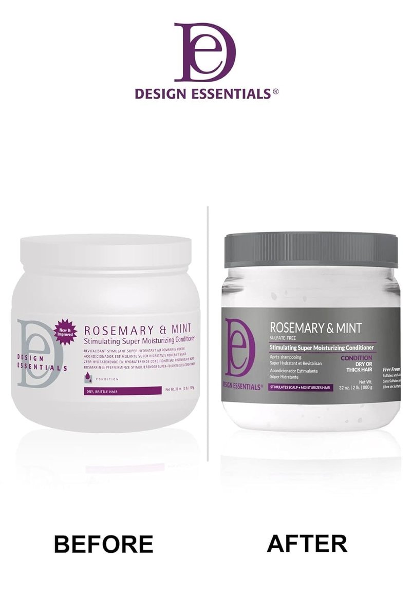 Design Essentials Rosemary & Mint Stimulating Super Moisturizing Conditioner for Dry, Thick, or Brittle Hair; Sulfate-Free, Stimulates Scalp, Moisturizes Hair, 32 Oz