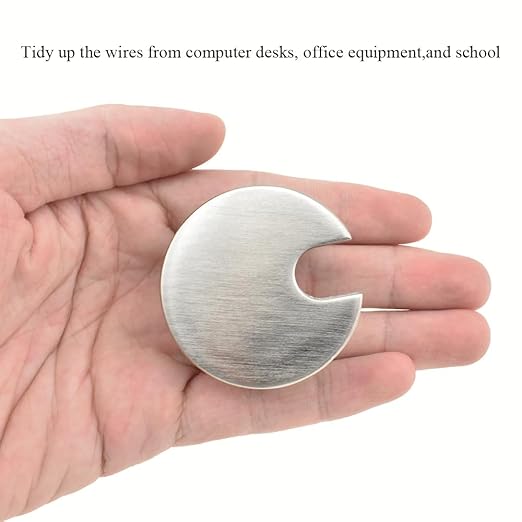 HAHIYO 2Pcs 1.38Inch/35mm Brushed Silver Zinc Alloy Desk Grommet Wire Grommet Cable Management Cord Hole Cover Desk Wire Hole Insert Wire Organizer for Computer Office Home School Equipment Systems