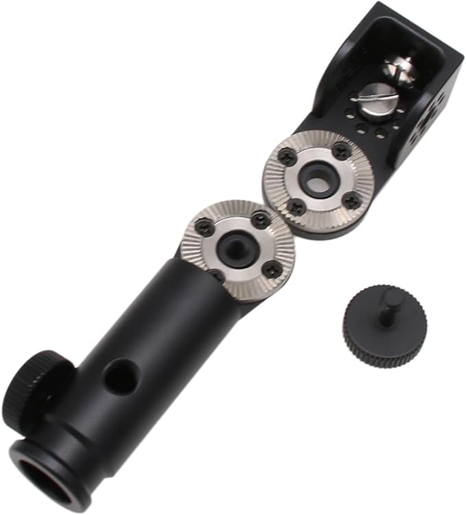 HangTon Tripod Mount Adapter and 3/8" 1/4" Bracket Block Cube 180 Swivel Rotation for Camera Video Monitor, Lens Motor, Microphone, Teradek Wireless System, Black