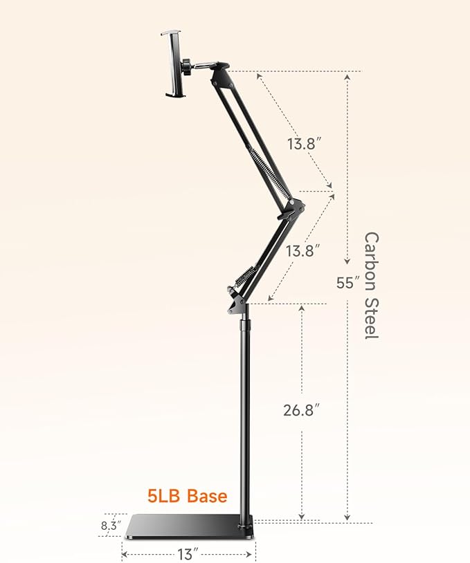 UNIBITRI Floor Stand for Kindle with Remote Page Turner, Holder Stand for Reading in Bed with Clicker – for Kindle Paperwhite, Oasis,Tablet, iPhone and More 4.7-11 inch, Black Remote