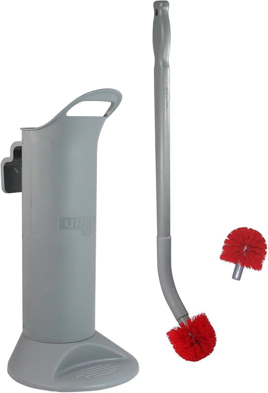 Unger Commercial Toilet Brush and Holder Set - Ergo Toilet Bowl Brush Set Plus Replacement Head - BBWHR