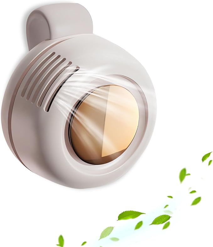 Wshxjzyay Portable Silent Mini Bladeless Fan Clip on, Portable Silent Mini Bladeless Electric Fan, For Outdoor & Travel & Office, Travel Accessories, Gift, Adjustable 3-Speed (Type-c, White)
