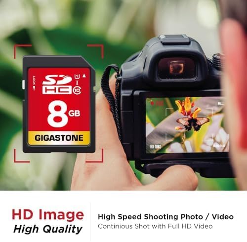 GIGASTONE 8GB SD Card 50-Pack UHS-I U1 Class 10 SDHC Memory Card Full HD Video Kodak Olympus Digital Camera, with 50 Mini Cases